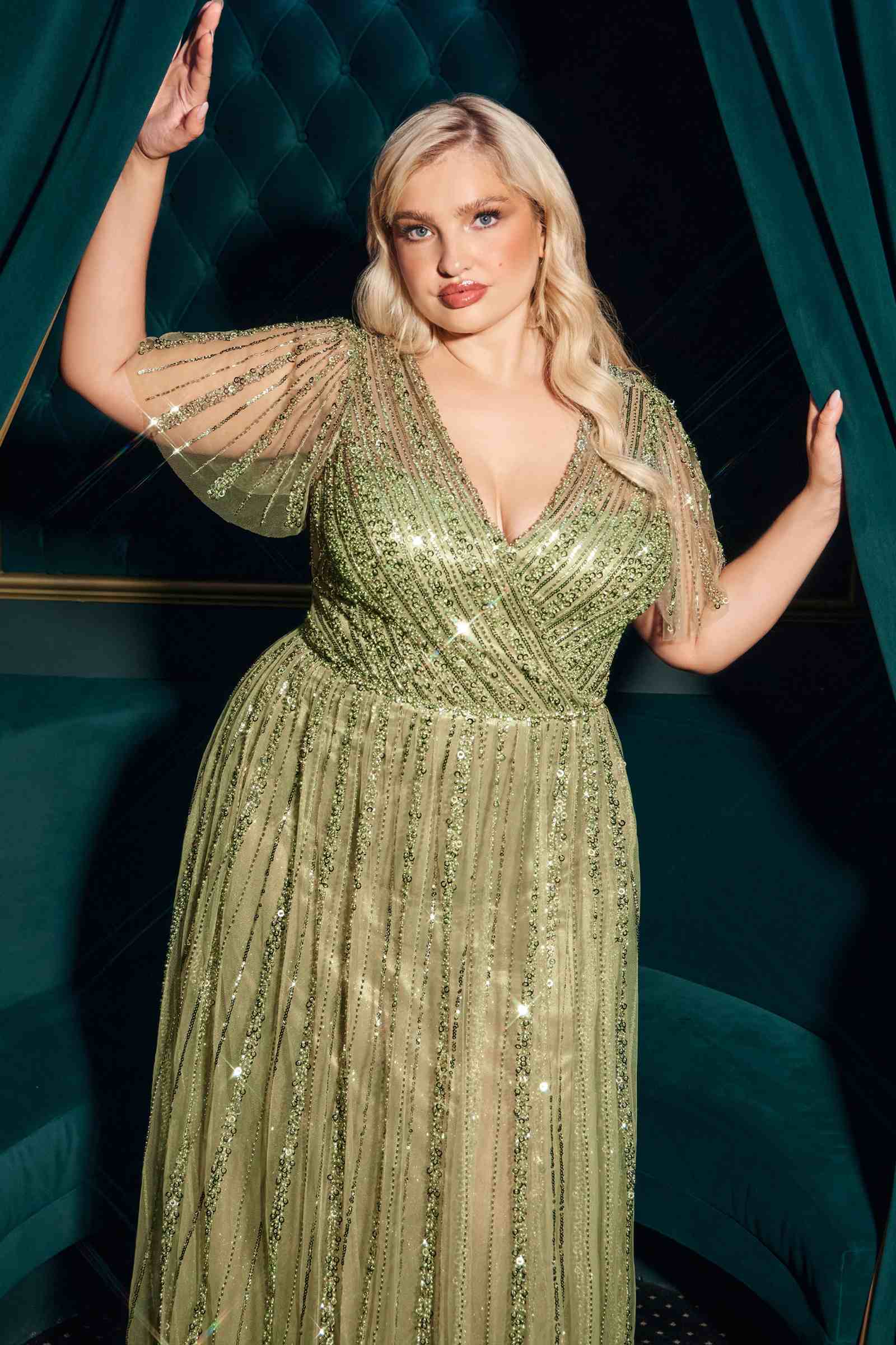 Ladivine CD0241 Dress Sequin Embellished A-Line Gown