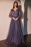Ladivine CD0938 Long Sleeve Mother of Bride A-Line Dress