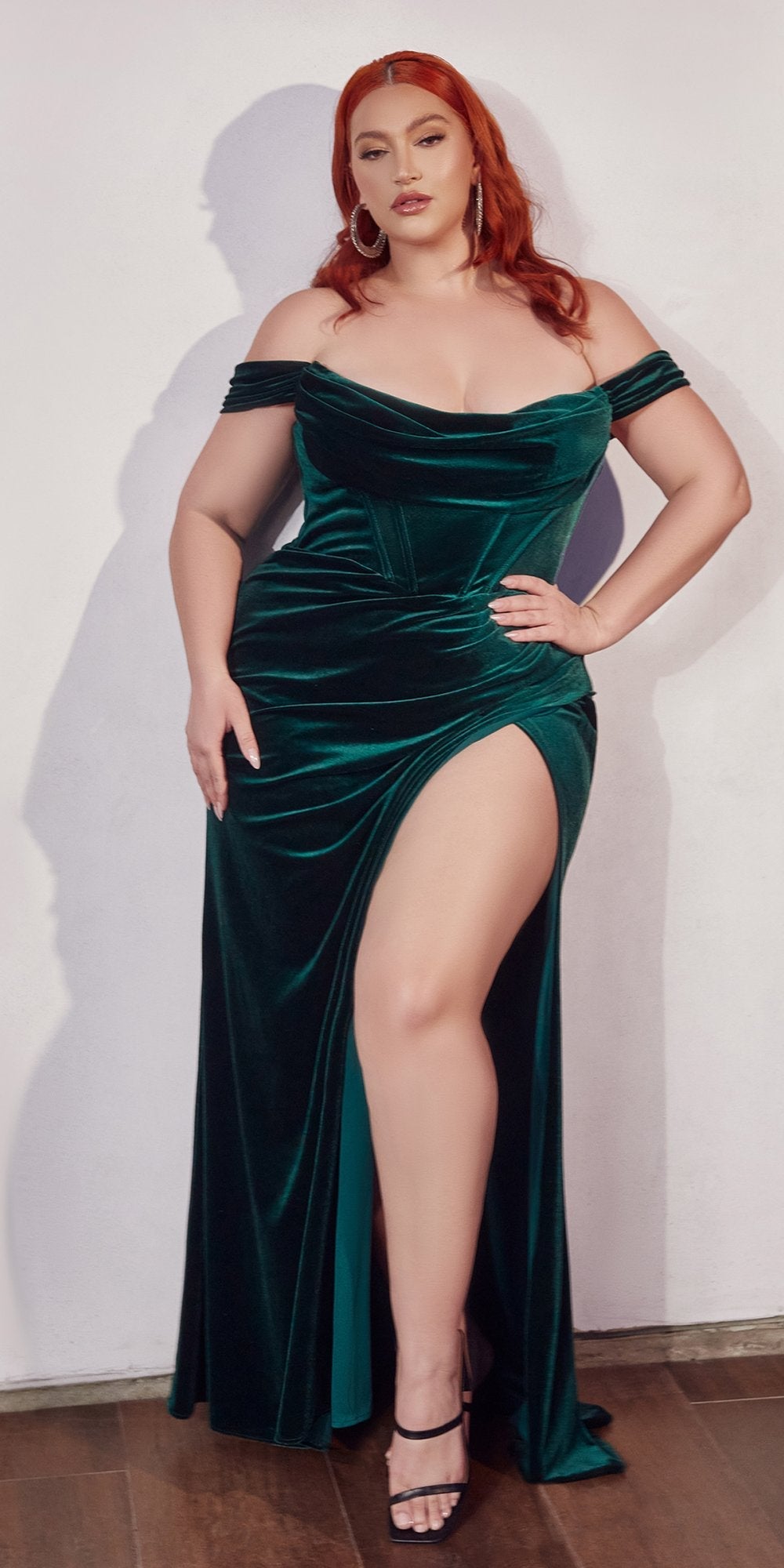 Cinderella Divine CD236 Long Off the Shoulder Corset Gown