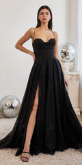 Ladivine CD252 Floor Length Lace Up Glitter A-Line Ball Gown