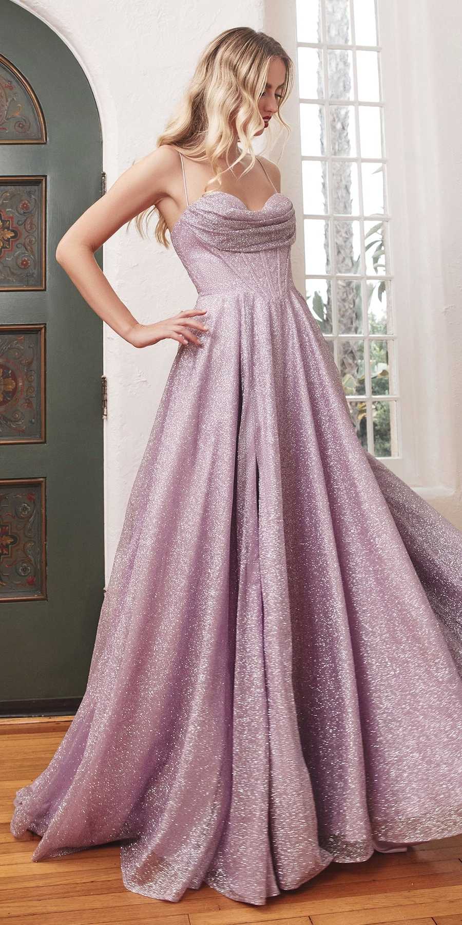 Ladivine CD252 Floor Length Lace Up Glitter A-Line Ball Gown