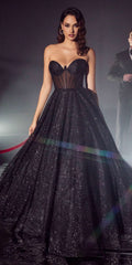 Cinderella Divine CD275 Floor Length Strapless Glitter A-Line Corset Ball Gown