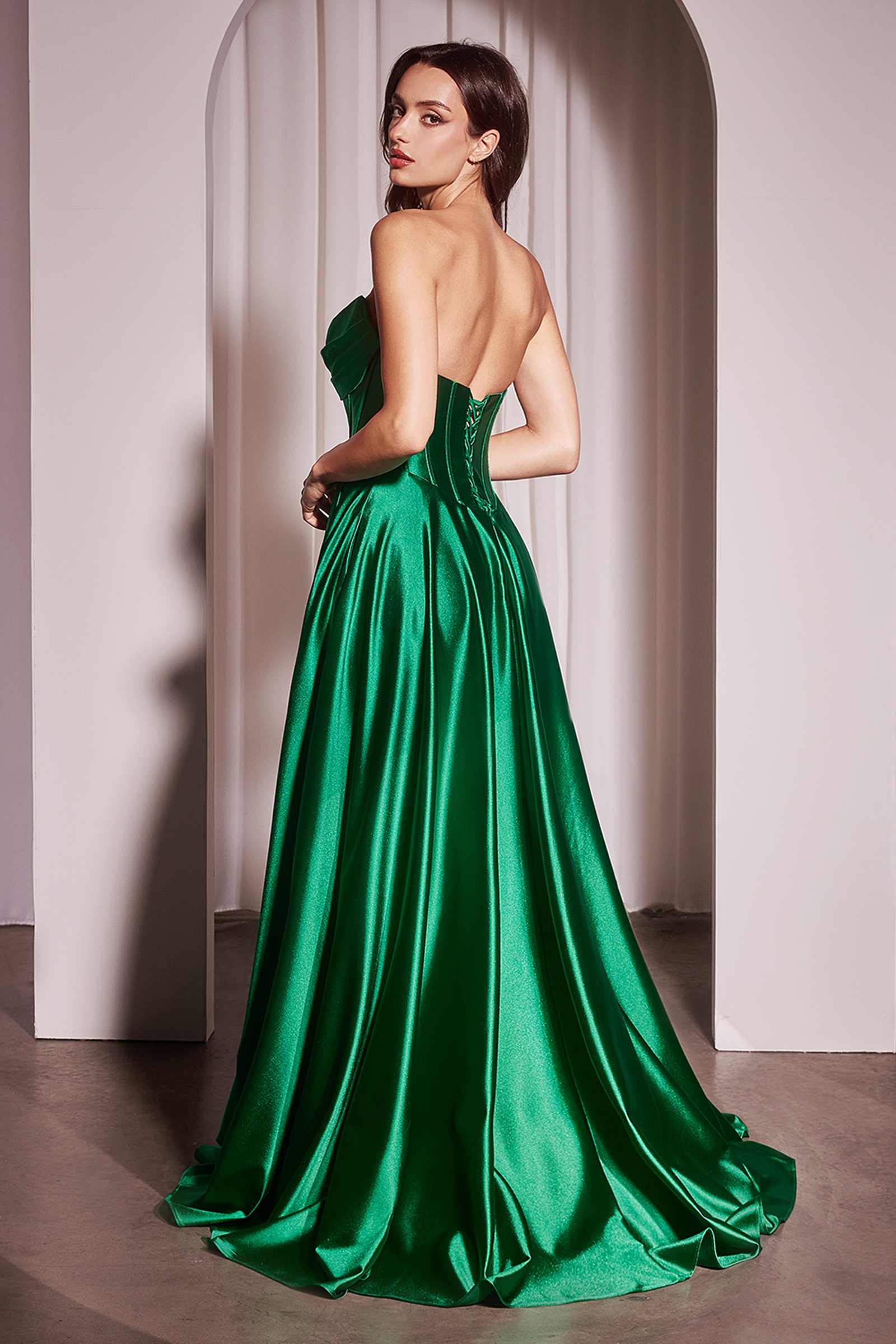 Ladivine CD378 Dress Strapless Satin A-Line Gown