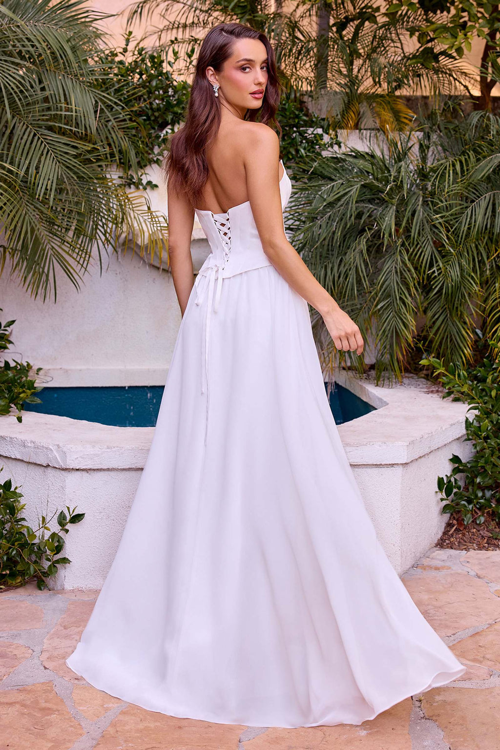 Ladivine CD386W Chiffon Strapless A-Line Bridal Gown