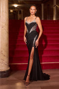 Ladivine CD390 Fitted Sweetheart Neck Stretch Satin Formal Dress