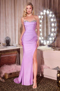 Ladivine CD391 Long Stretch Satin Fitted Prom Gown