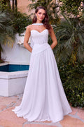CLEARANCE - Ladivine CD395W Chiffon A-line Wedding Strapless Dress (Size 4)