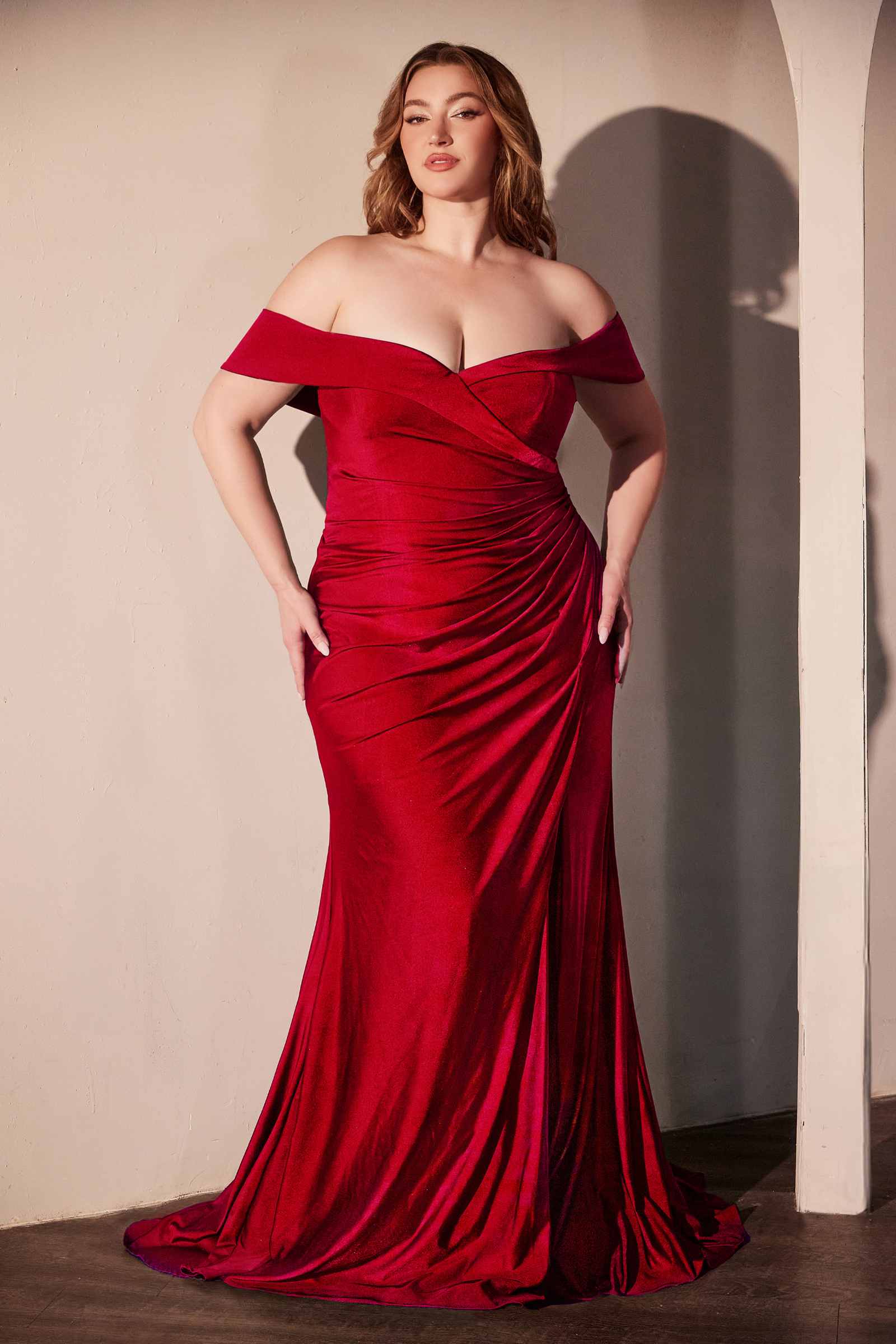 Ladivine CD790C Dress Off the Shoulder Stretch Spandex Curve Gown