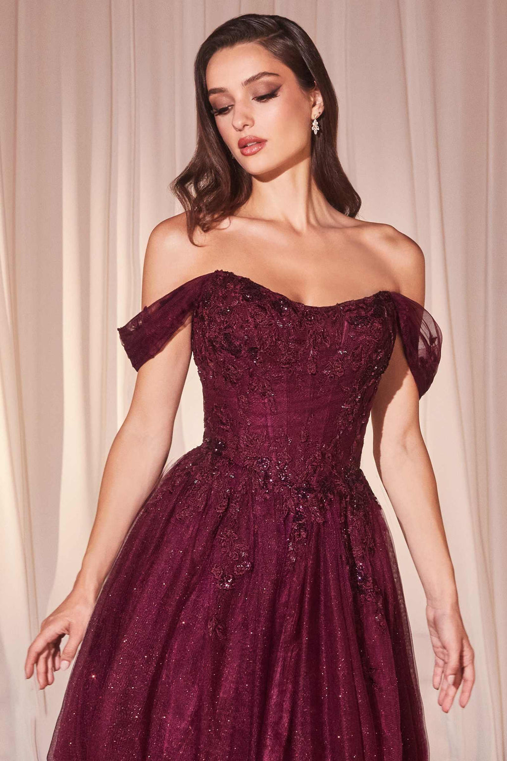 Ladivine CD799 Long Off The Shoulder A-Line Ball Gown