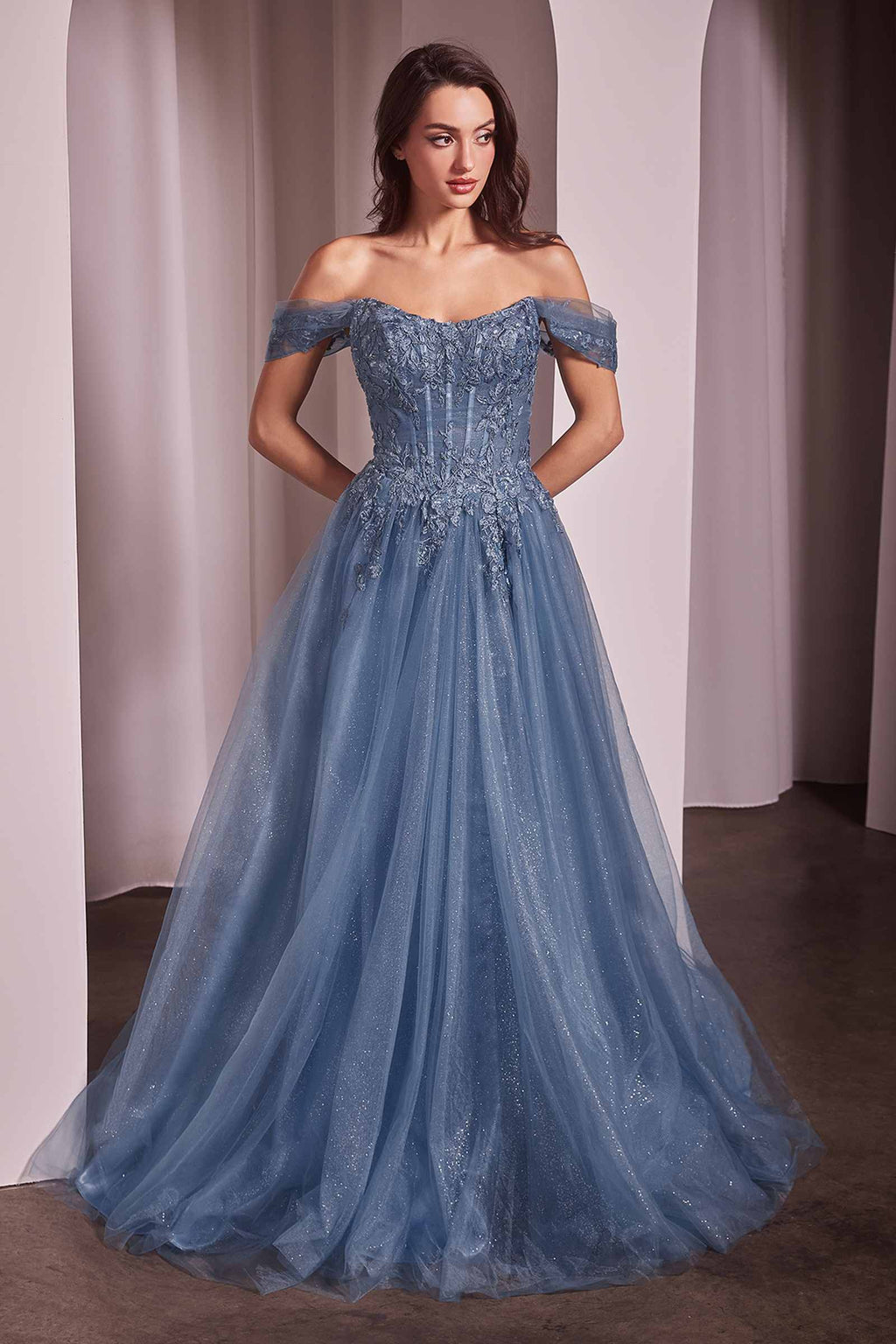 Ladivine CD799 Long Off The Shoulder A-Line Ball Gown