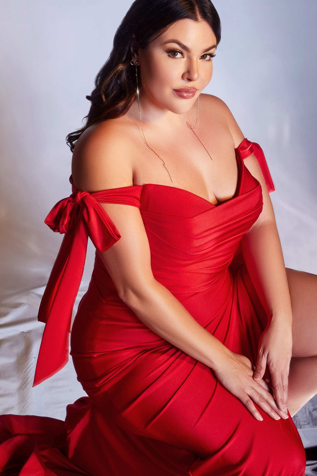 Cinderella Divine CD943C Long Fitted Stretch Jersey Formal Dress Off Shoulder