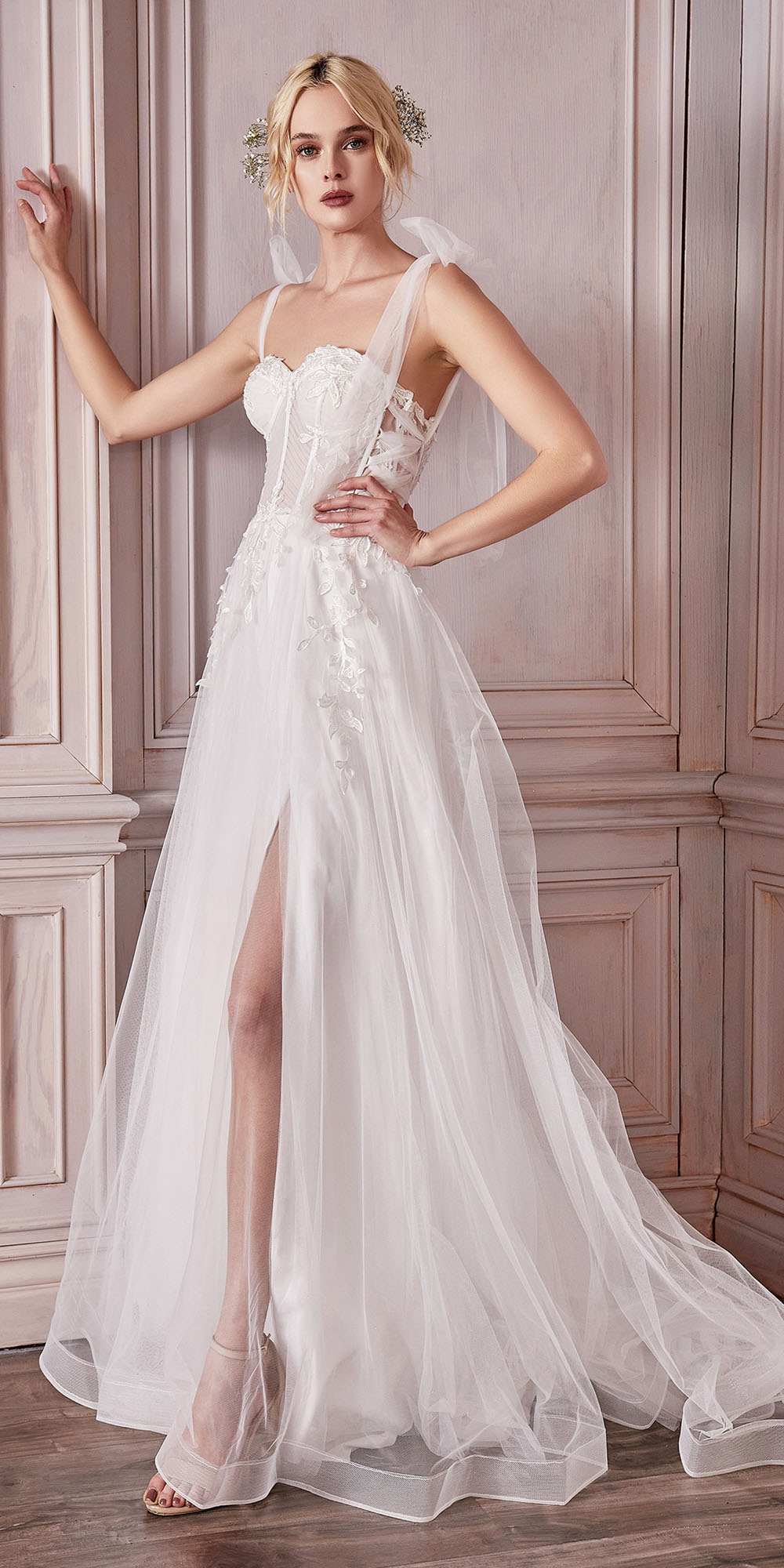 Cinderella Divine CD964W A-Line Boned Bodice Wedding Gown