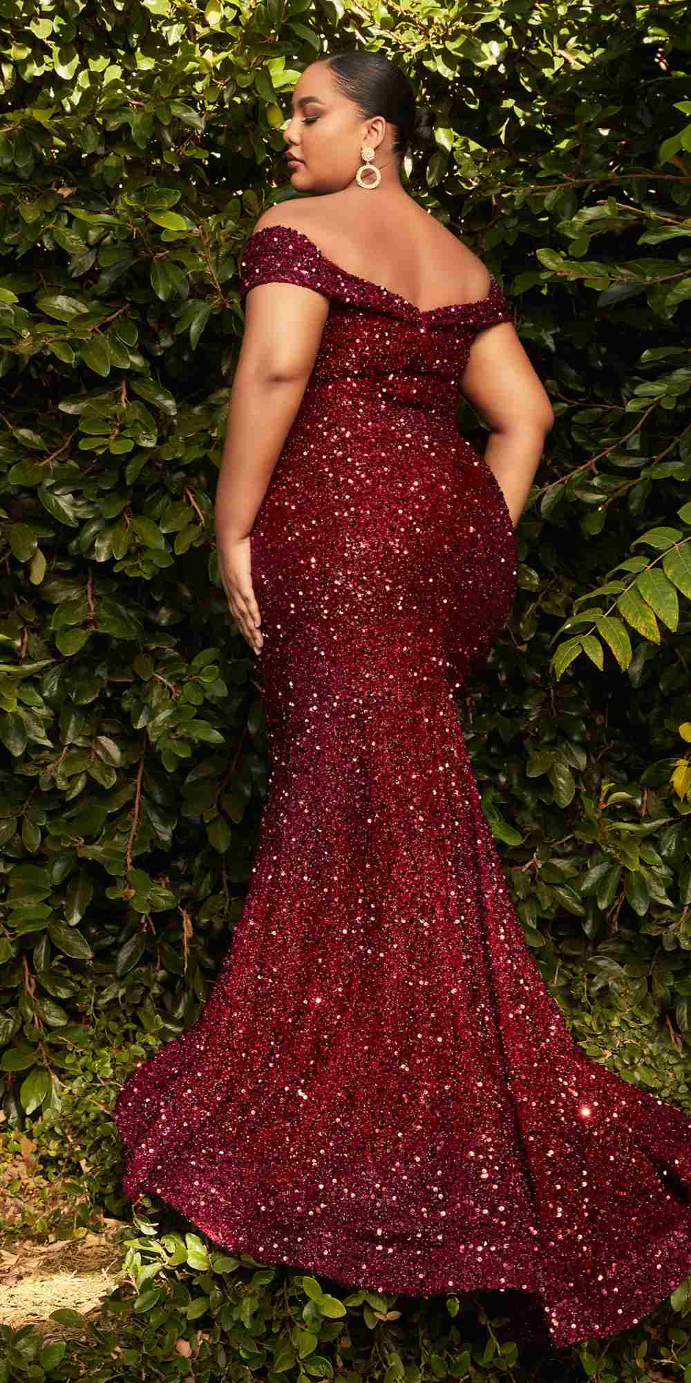 Cinderella Divine CD975 Long Off The Shoulder Sequin Mermaid Gown