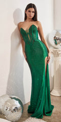 Ladivine CDS419 Full Length Strapless Corset Gown with Hot Stones