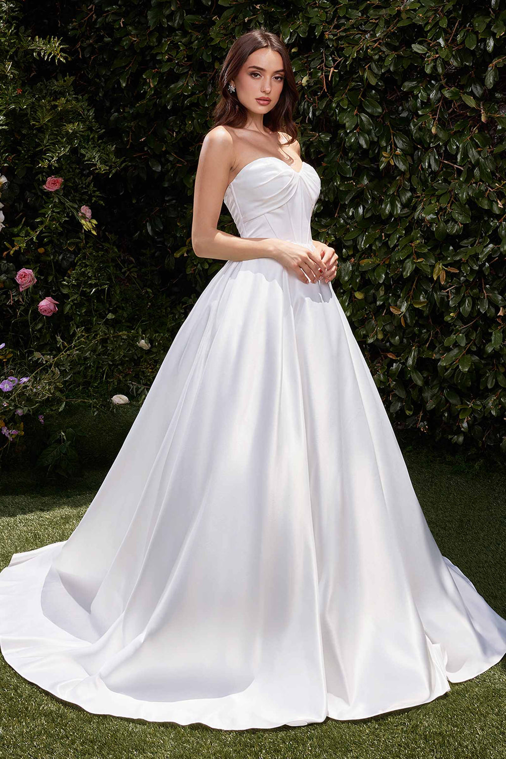 Ladivine CDS512W Dress Strapless Satin Bridal A-Line Ball Gown