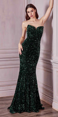 Cinderella Divine CH151 Strapless Sequins Long Fitted Gown