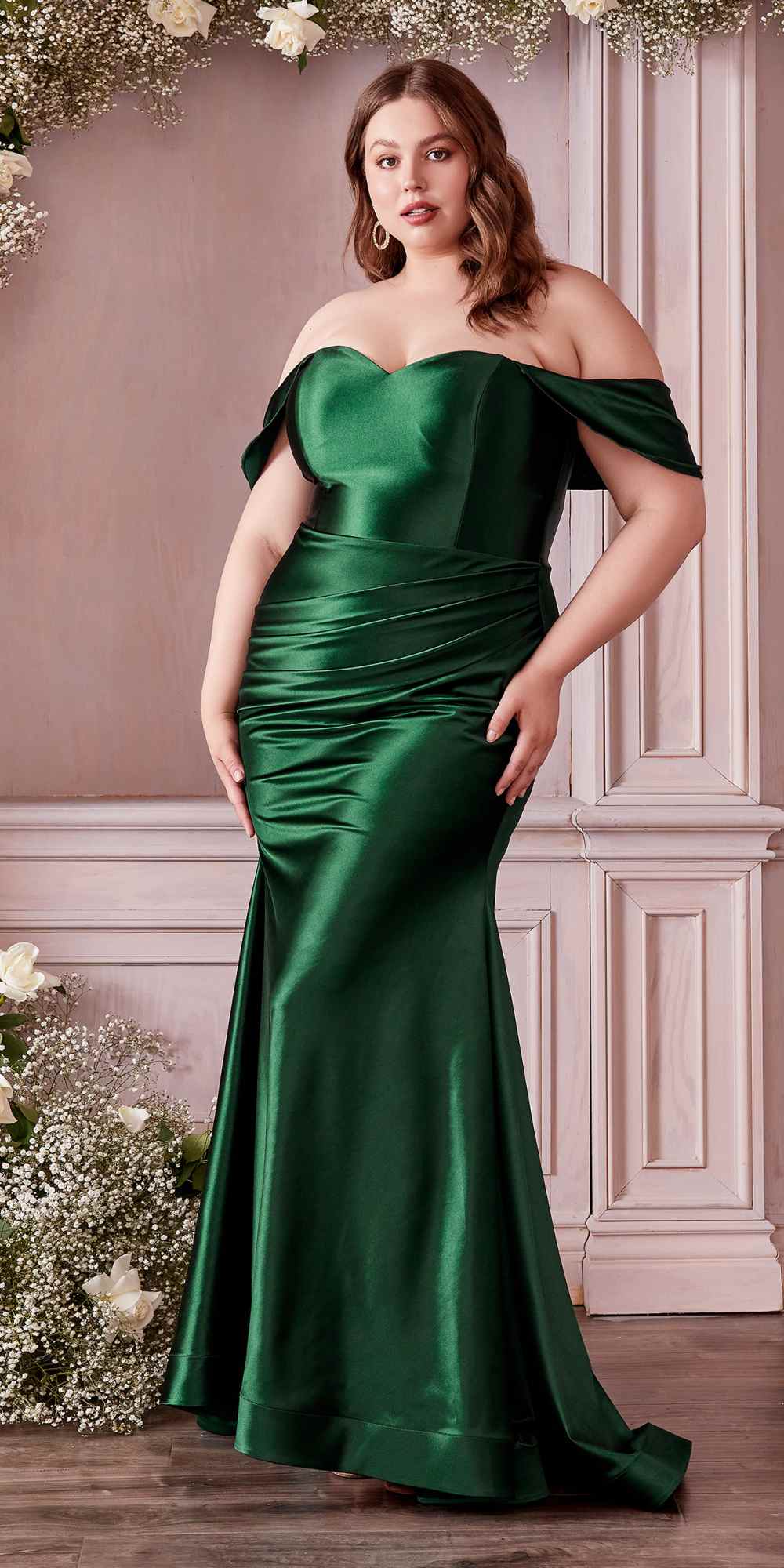 Cinderella Divine CH163C Strapless Off the Shoulder Fitted Gown