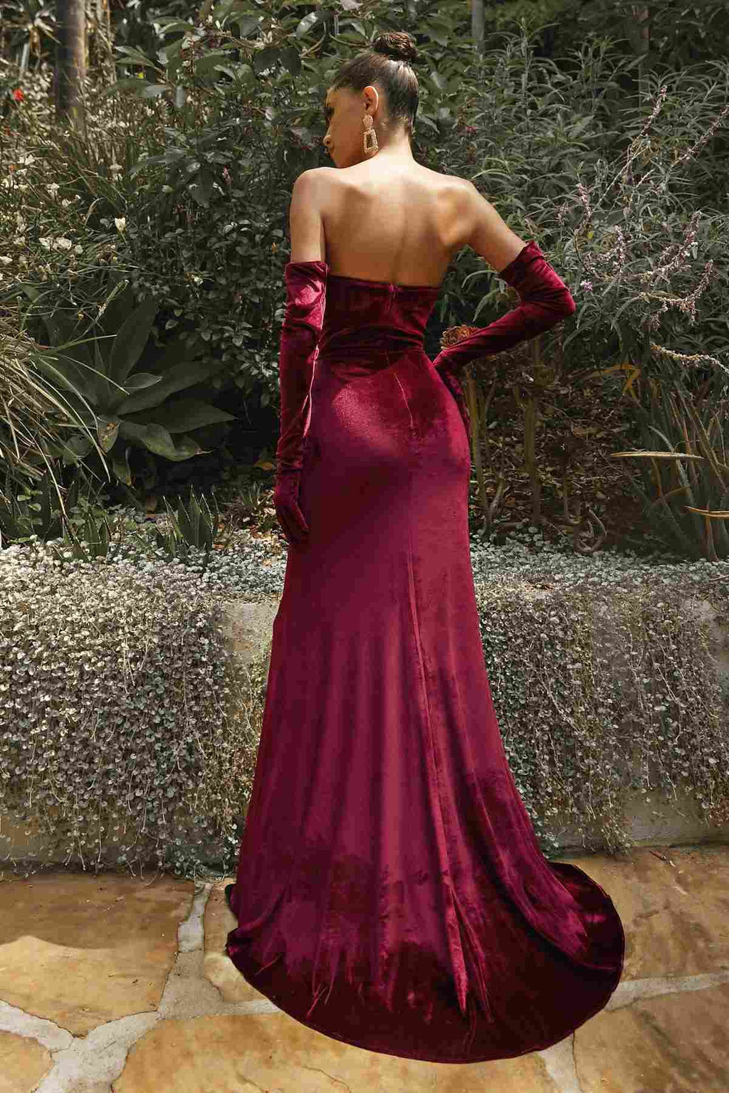Cinderella Divine CH176 Vintage Velvet Hollywood Strapless Fitted Gown
