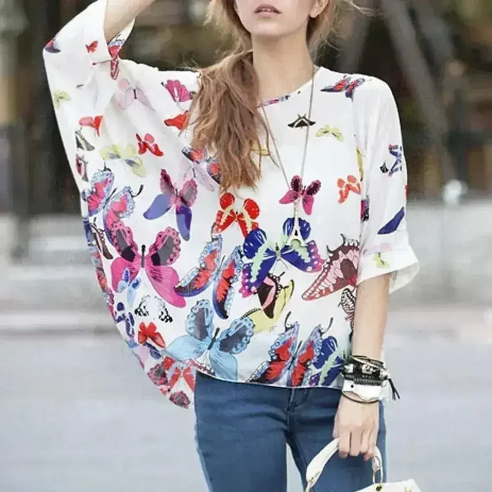 Butterfly Chiffon Top - Batwing Loose Blouse | Femstylo