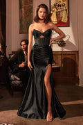 Ladivine CM378 Dress Strapless Satin Corset Prom Gown