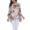 Rose Floral Chiffon Top - Boho Summer Loose Blouse | Femstylo
