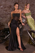 Ladivine CW301 High Glamour Strapless Sheer Bodice Evening Gown