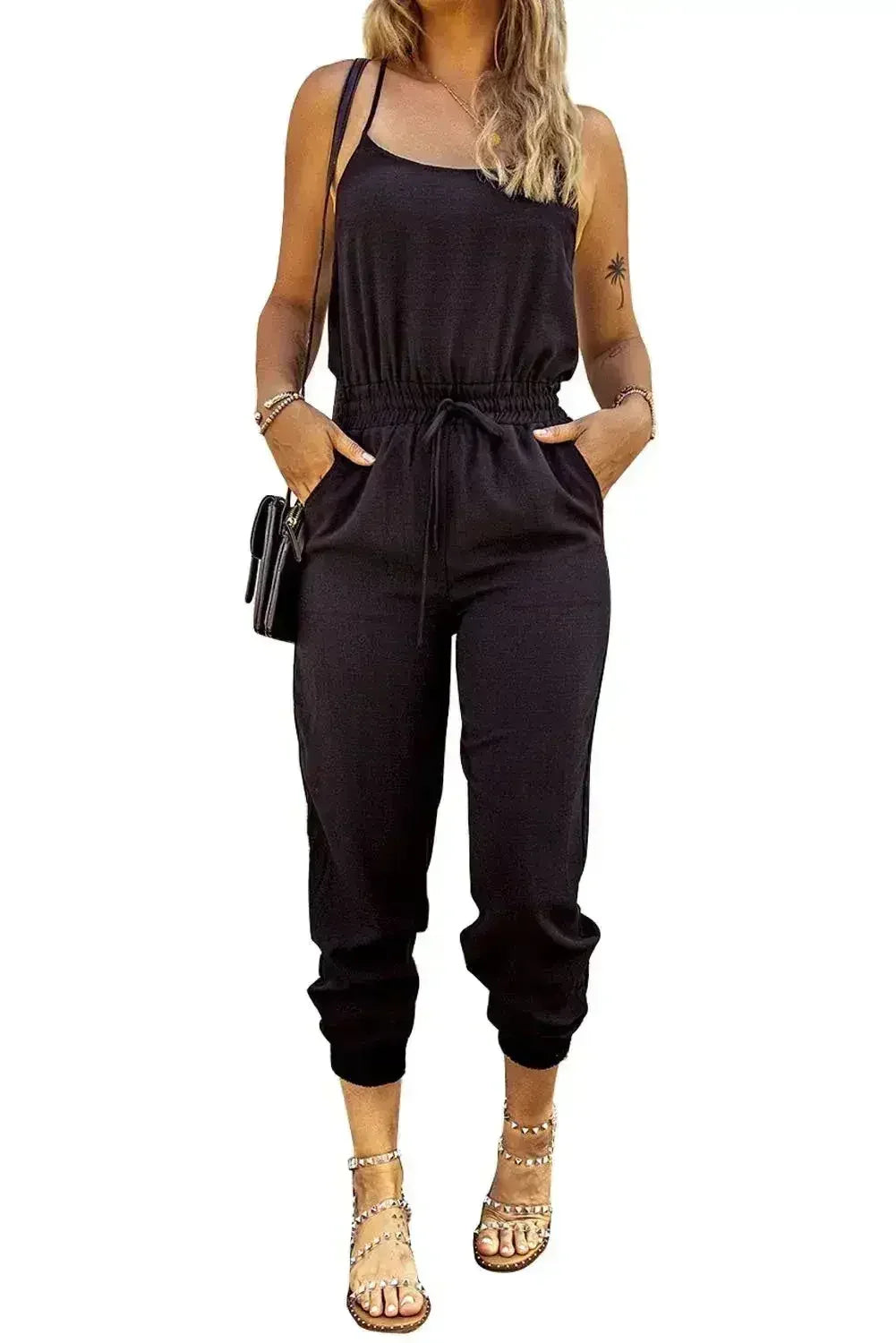 Black High-Waist Jumpsuit – Slim Fit w/ Pockets | Casual & Chic
