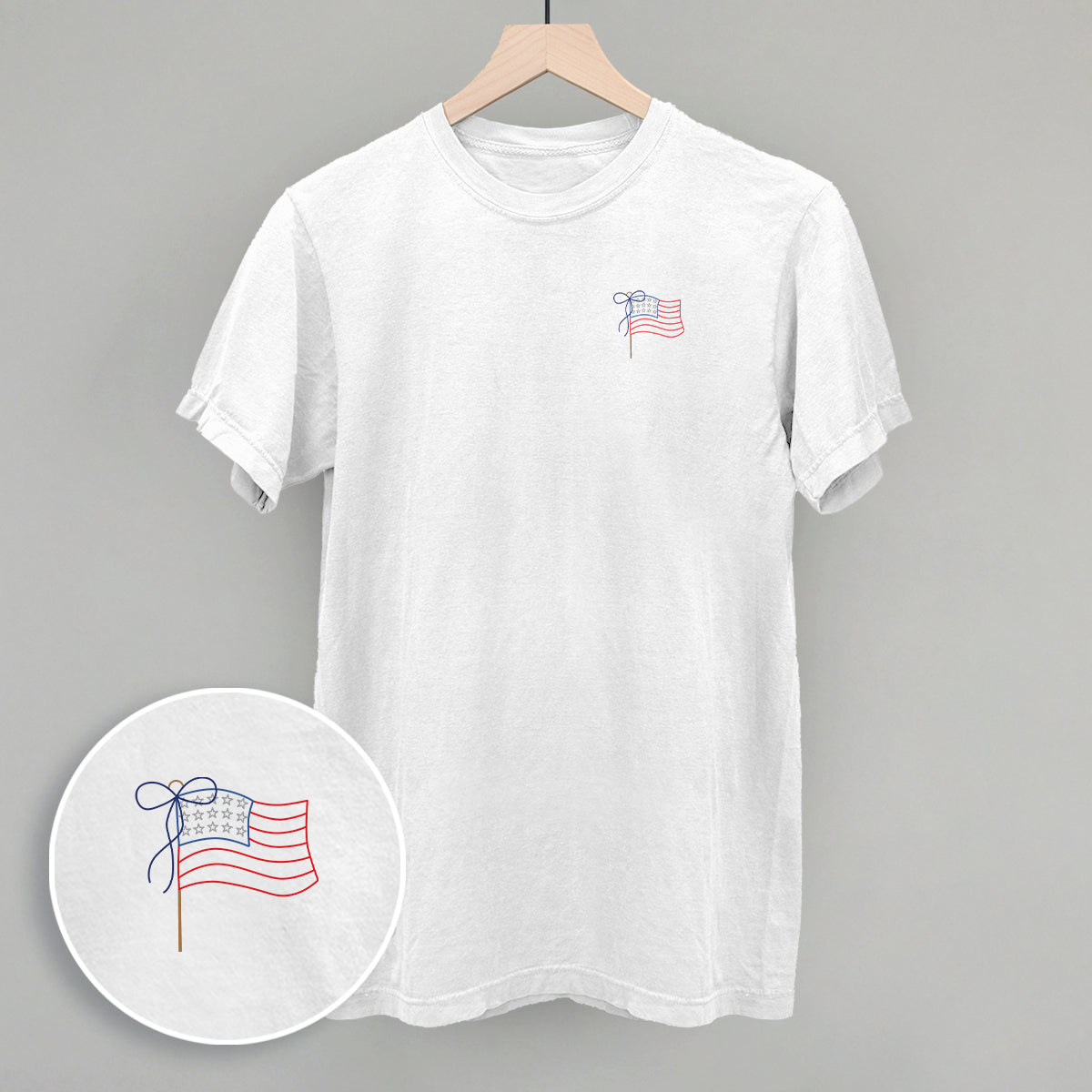 American Flag With Bow (Left Chest)