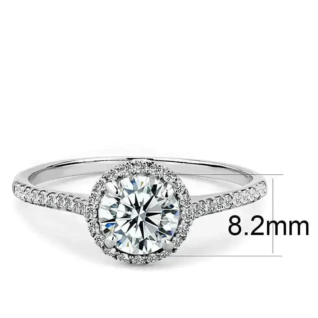 DA022 – High Polished Stainless Steel Ring with AAA CZ Ston