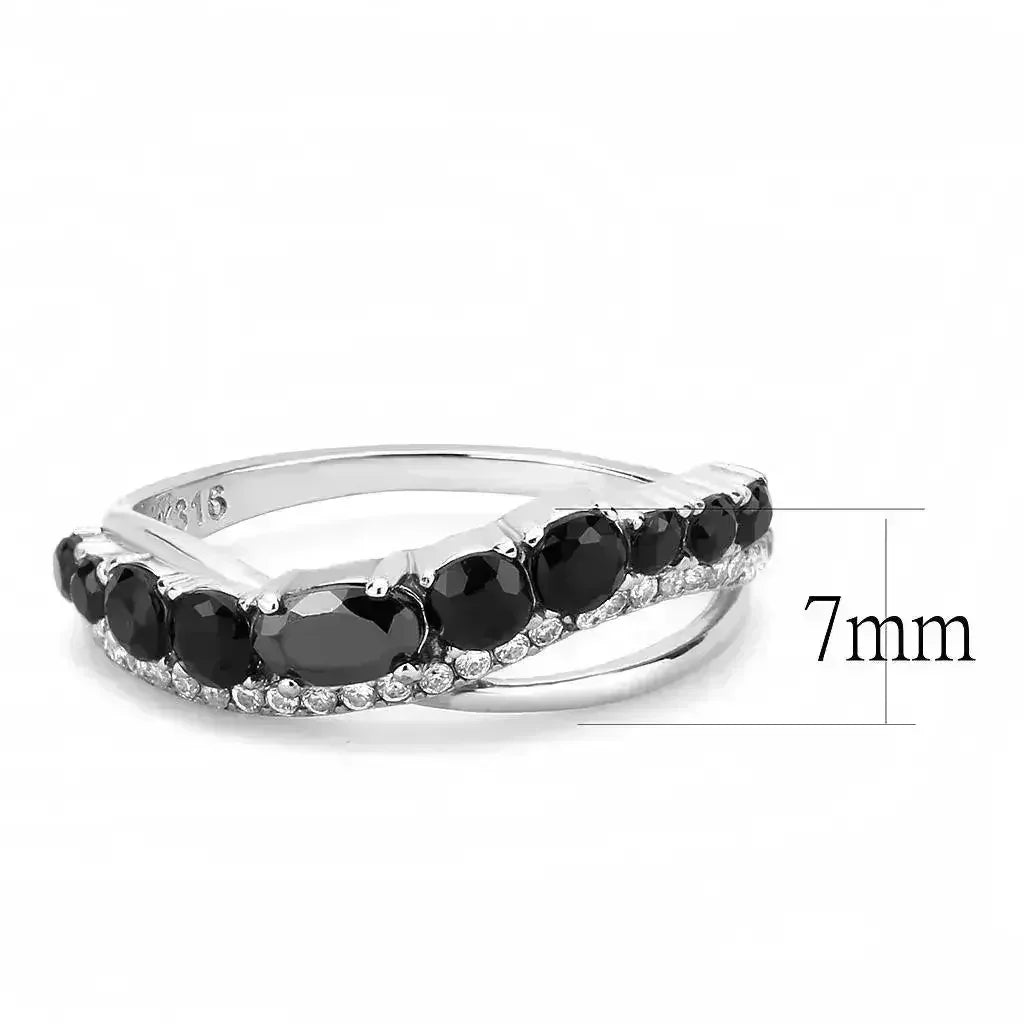 DA269 Stainless Steel Ring – AAA Black CZ – High Polish No Plating
