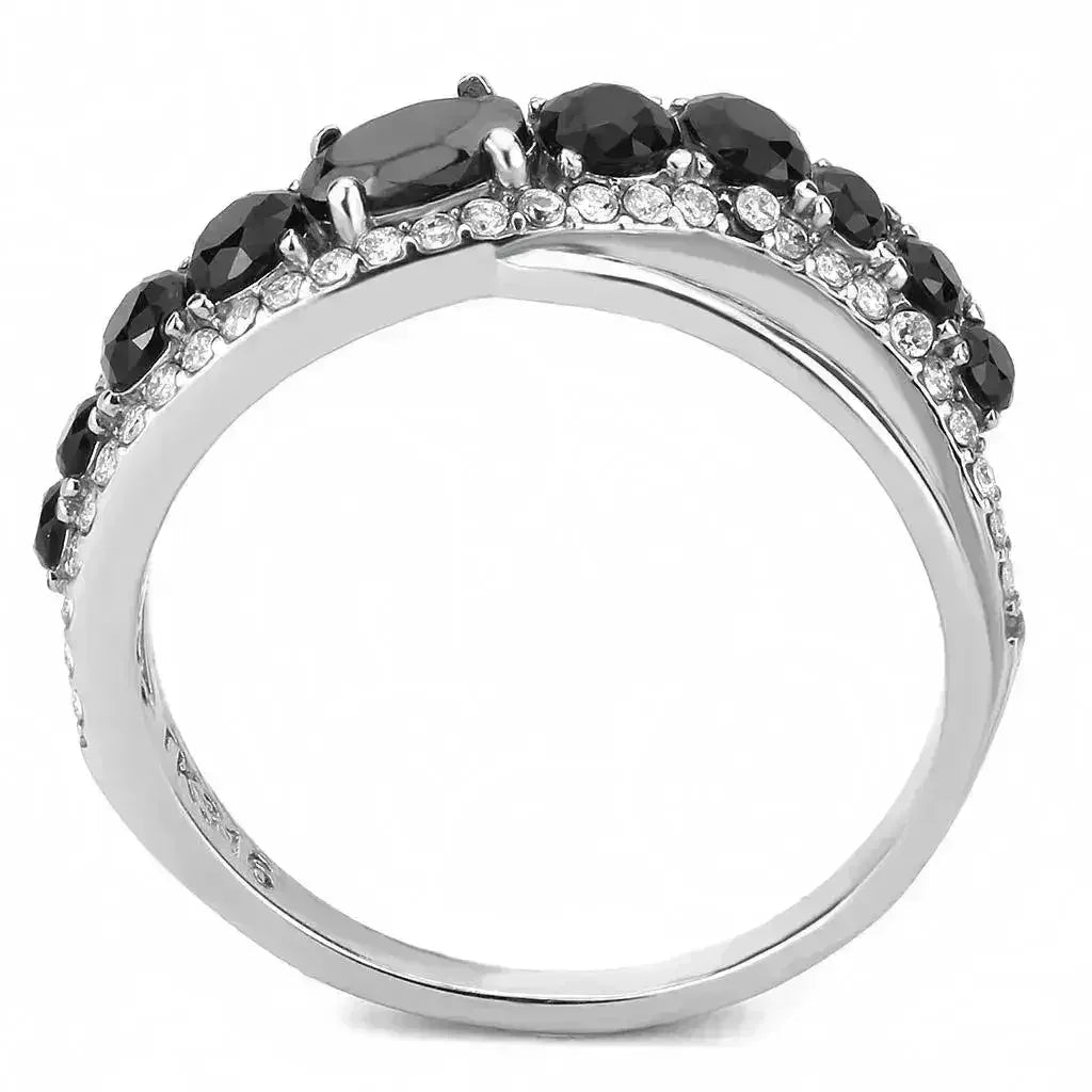 DA269 Stainless Steel Ring – AAA Black CZ – High Polish No Plating