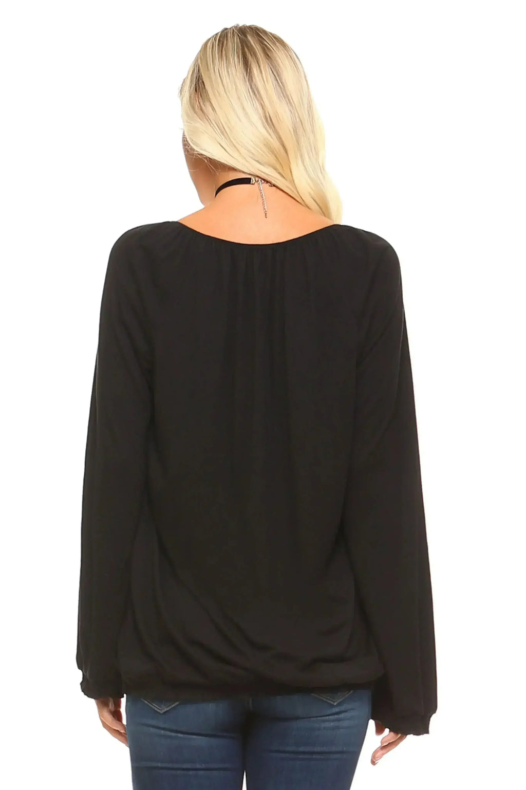 Women's Long Sleeve Solid Peasant Top | Femstylo