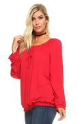 Women's Long Sleeve Solid Peasant Top | Femstylo