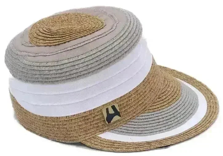 Grey Ribbon Visor Hat - Adjustable Toyo Braid Sun Visor | Femstylo
