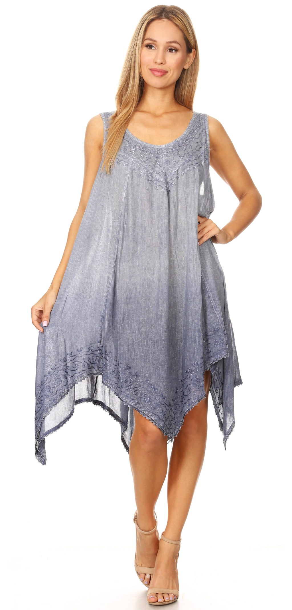 Sakkas Jula Women's Swing Shift Loose Sleeveless Short Cocktail Dress Cover-up