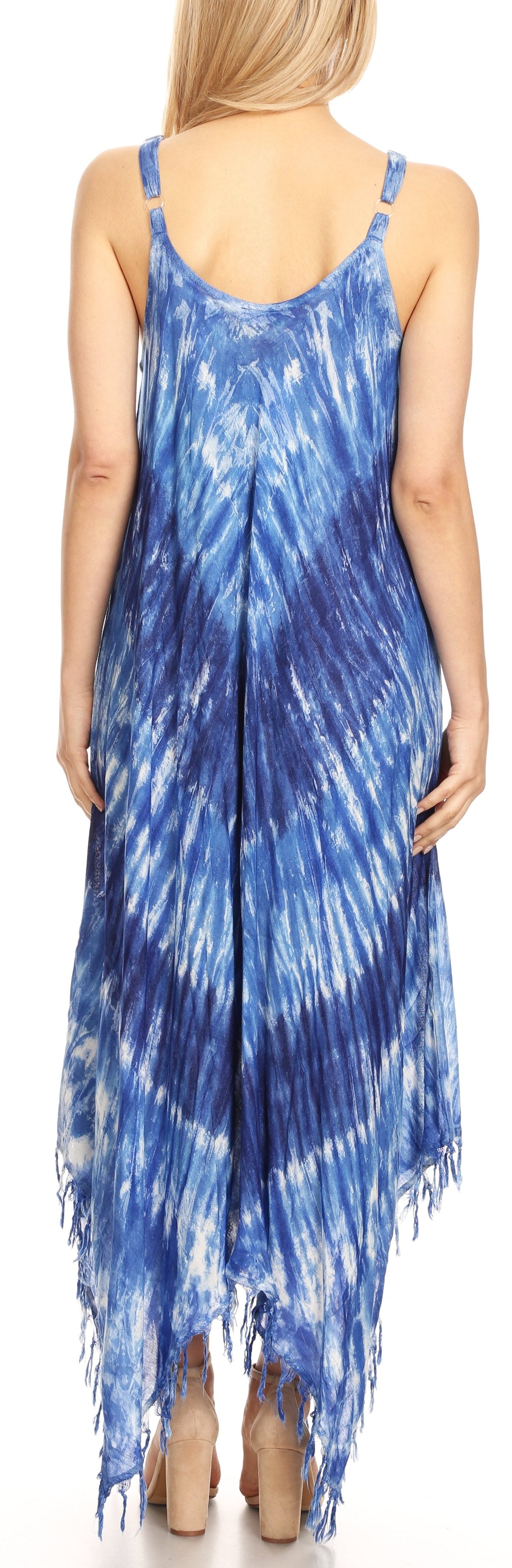 Sakkas Jass Women's Spaghetti Strap Casual Summer Sleeveless Tie-dye Dress