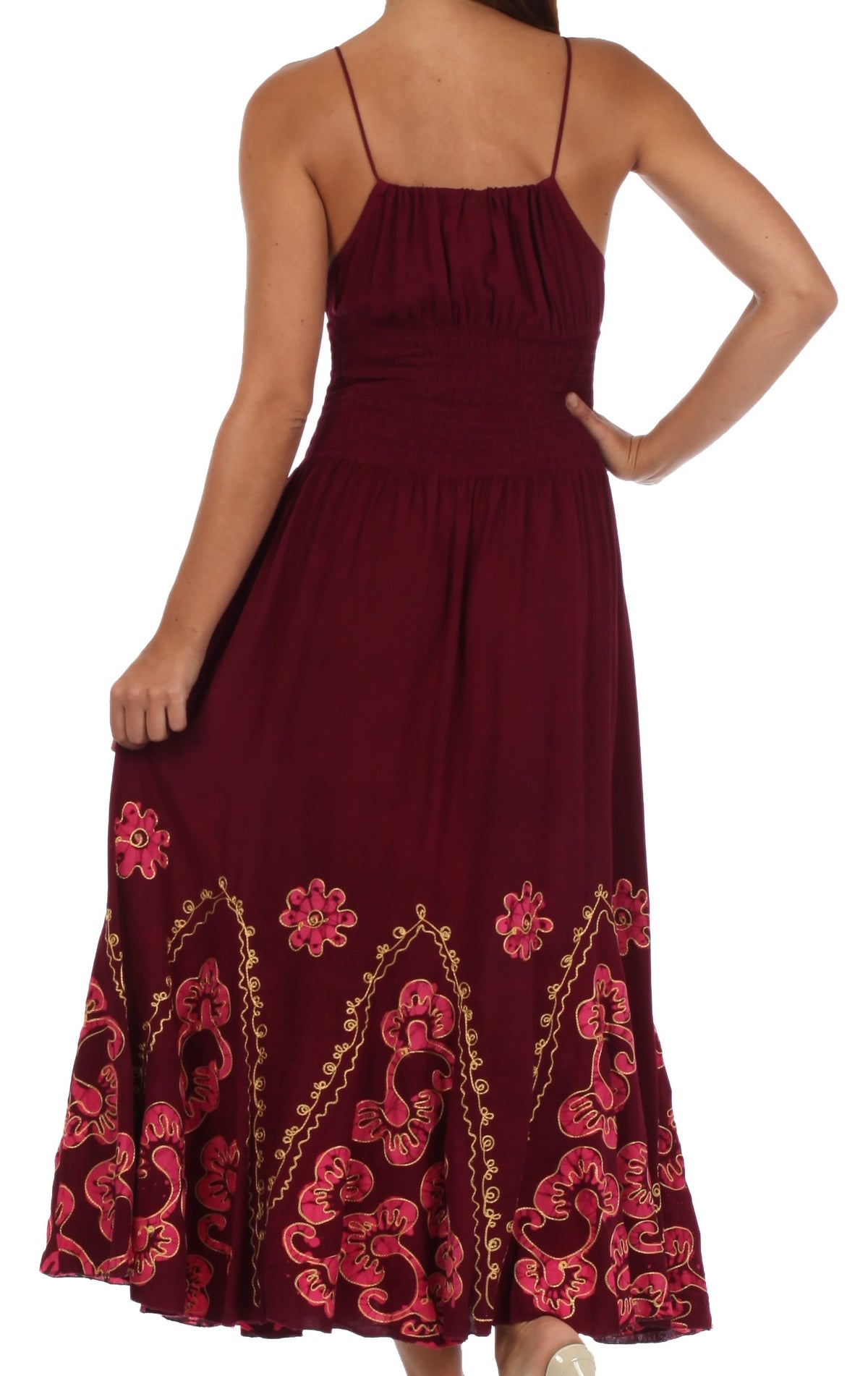 Sakkas Batik Embroidered Empire Waist Dress