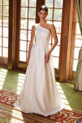 Nox Anabel E469 Elegant One Shoulder Long Satin A-Line Dress
