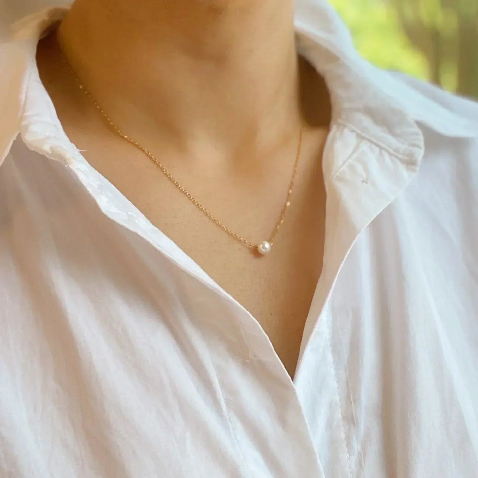 Dainty Single Pearl Necklace