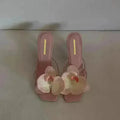 Flower toe high heels slippers, summer dress matching, wearing high he