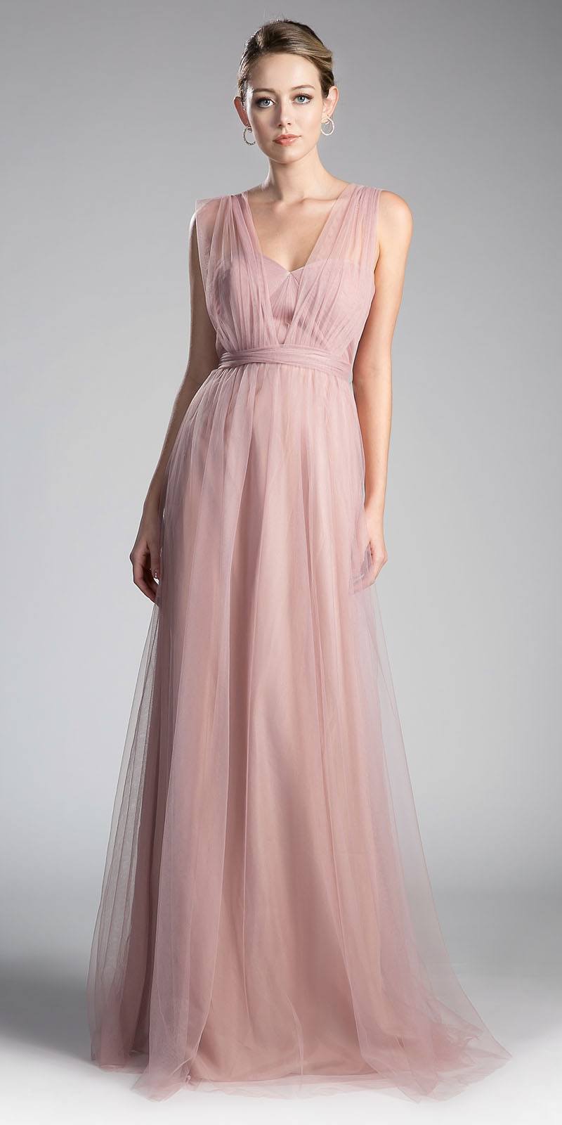 CLEARANCE - Tulle Infinity Style Long Blush Bridesmaid Dress (Size 14)