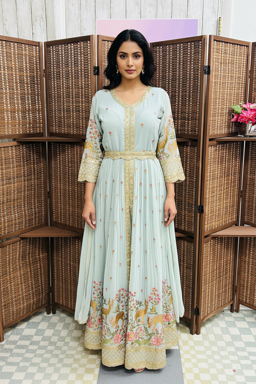 Party wear  long dress with Plazzo phant