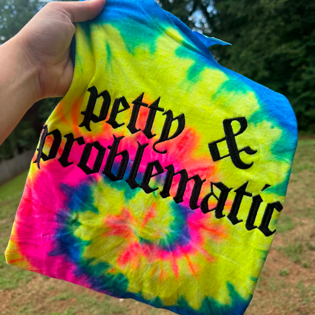Mama Tie Dye Embroidered Shirt | Petty & Problematic | Alternative | Metalhead | Gothic Text
