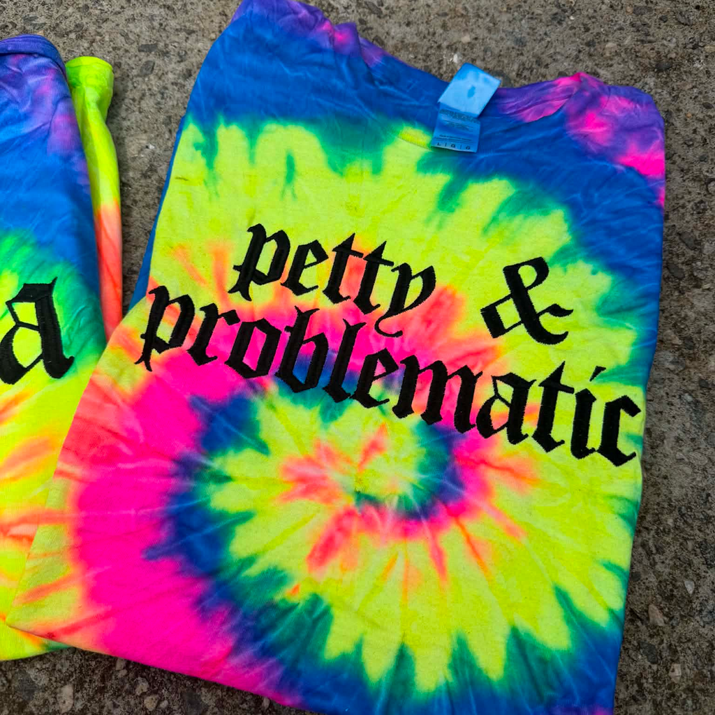 Mama Tie Dye Embroidered Shirt | Petty & Problematic | Alternative | Metalhead | Gothic Text