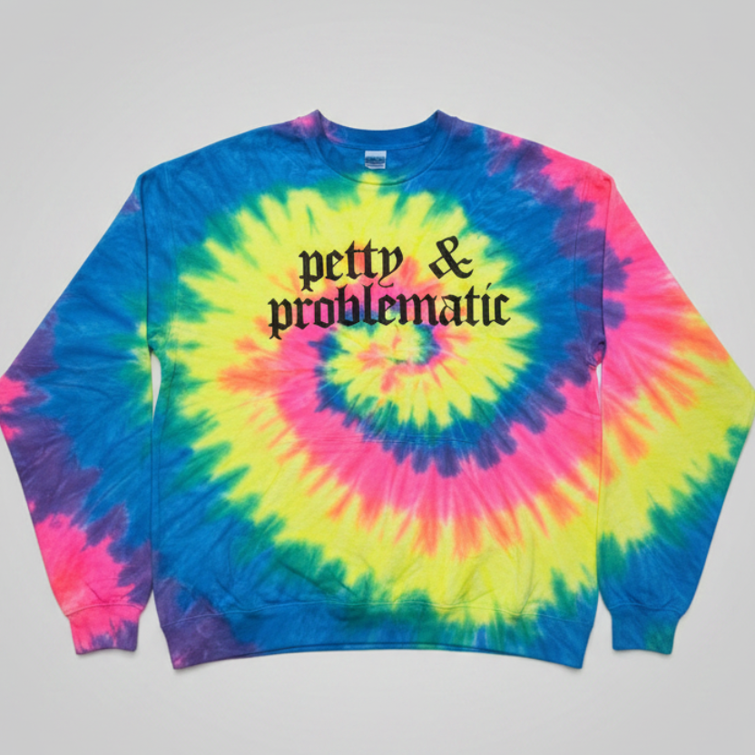 Mama Tie Dye Embroidered Shirt | Petty & Problematic | Alternative | Metalhead | Gothic Text