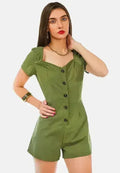 Fair Play Button-Up Romper – Stylish Scoop Neck Playsuit | Femstylo