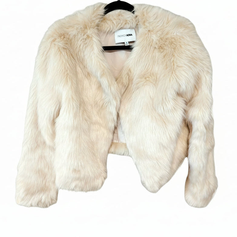 Pre-Loved Fashion Nova Cropped Faux Fur Jacket – Pale Pink
