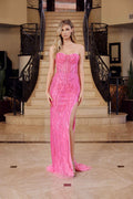 Nox Anabel G1650 Strapless Dress With A Semi-Sweetheart Top Embroidery - Slit