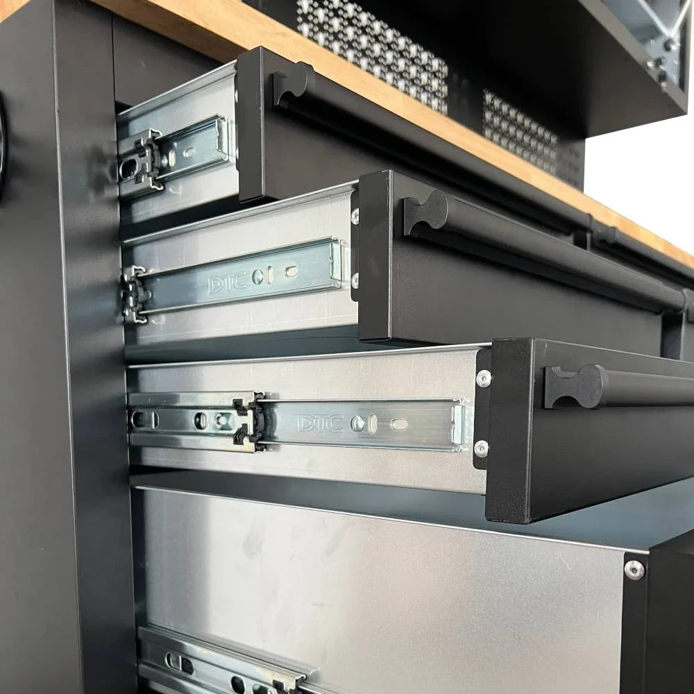 72 inch Rolling Tool Chest with Light & Power Strips, Workbench, Upper Cabinets & Pegboard