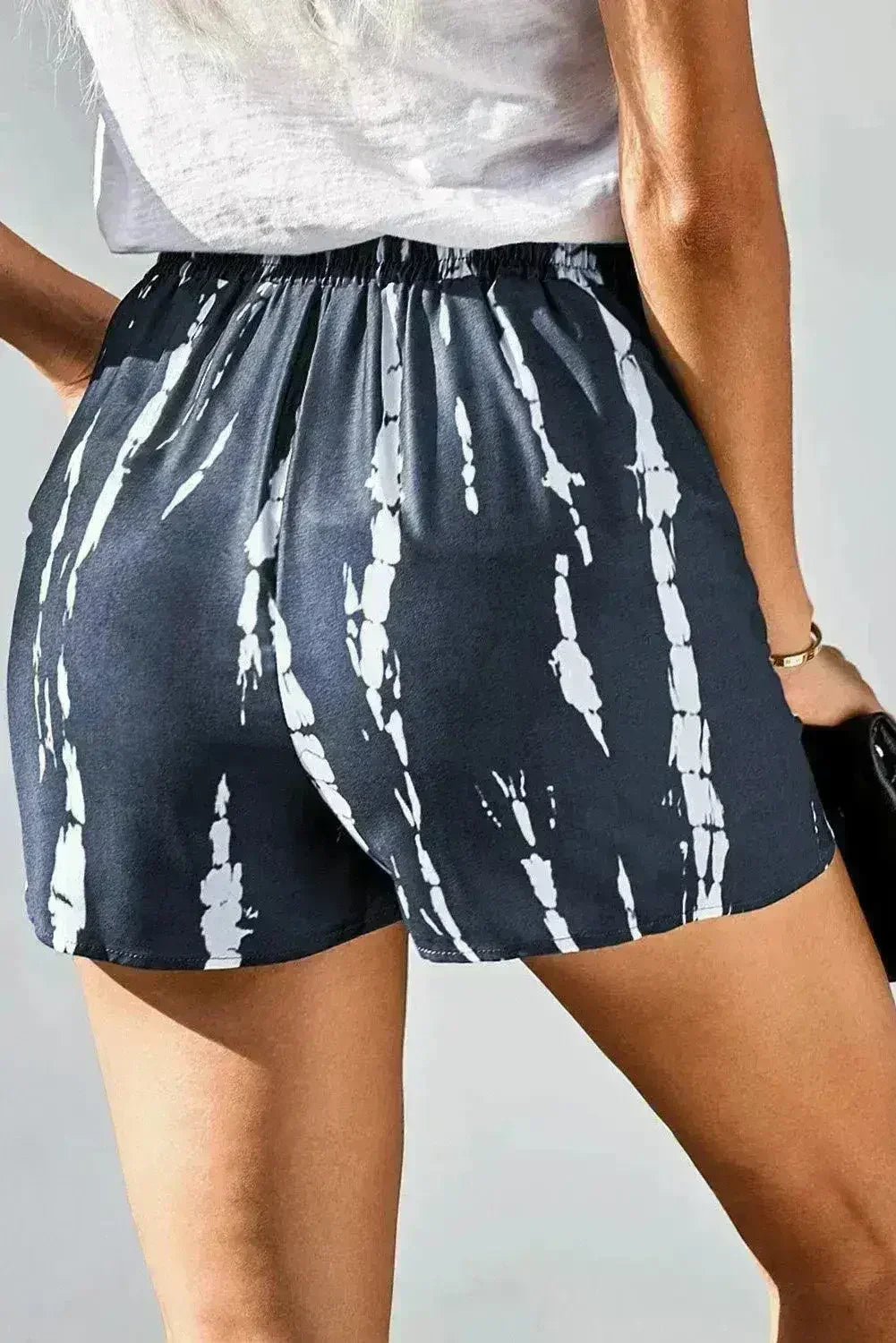 Gray Tie Dye Drawstring Shorts - Boho Summer Casual